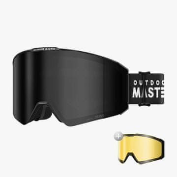 Outdoor master Falcon Cylindrical ZEISS skijaške naočale, VLT 12,9 % + žuta leća 91 %, Black Frame, Dark Smoke Lens