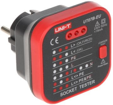 UNI-T TESTER UTIČNICA S FUNKCIJOM PROVJERE RCD-a UT-07B-EU