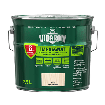 VIDARON IMPREGNACIJA ZA DRVO, KOJA STVARA FILM, IZBIJELJENI HRAST V17 2,5 L