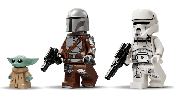 Minifigure Mandalorian, Grogu i AT-RT vozač