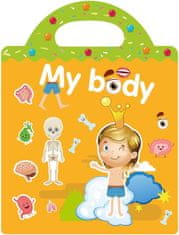 Netscroll Komplet edukativnih dječjih knjiga s naljepnicama, dijelovi tijela i karta svijeta, sklopiva knjiga s 3 preklopa, učenje engleskih riječi, SmartStickers.