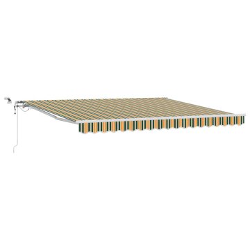 Vidaxl Skrovita tenda Zelena i žuta 400 × 350 cm Poliester i metal