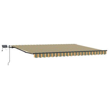 Vidaxl Skrovita tenda S LED lampica Zelena i žuta 400 × 350 cm tkanina