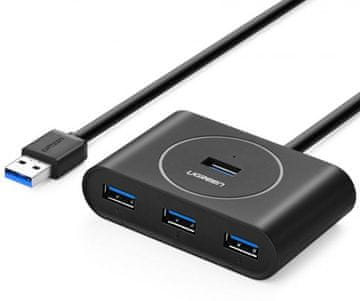 Ugreen USB 3.0 hub s 4 priključka, crni, 0,5 m – kutija