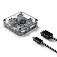 Orico 4-portni USB hub, USB 3.0, transparentni, MH4U