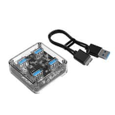 Orico 4-portni USB hub, USB 3.0, transparentni, MH4U