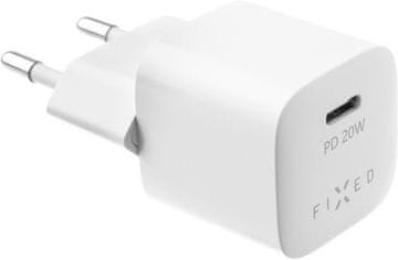 FIXED Mrežni punjač Mini USB-C PD 20W - white