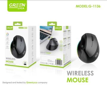 Green Lyca Bežični ergonomski vertikalni miš BT+ USB 2.4G