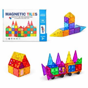 Magnetic Tiles Magnetski set za gradnju - 88 dijelova – Magnetne pločice