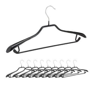 Northix Set 10 crnih vješalica za odijela metal PVC protuklizne
