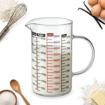 Kuhinjski vrč za mjerenje 500 ml otporan na toplinu s graduacijom za mjerno staklo