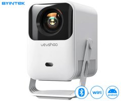 Byintek VEVSHAO A15 prijenosni LED projektor + daljinski upravljač, bijeli