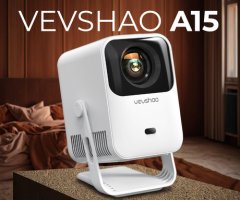 Byintek VEVSHAO A15 prijenosni LED projektor + daljinski upravljač, bijeli