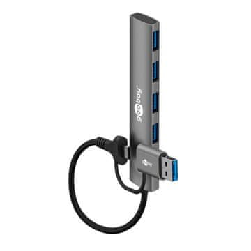 Goobay USB-C na 4x USB 3.2 Tip-A sivi 2-u-1 USB hub