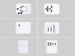 Ewent EW1470 putni punjač, univerzalni, EU/USA/UK/AUS/CN/IT, 2xUSB-A, 3xUSB-C, bijeli