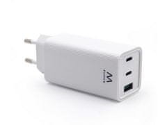 Ewent EW1323 zidni punjač, GaN, 65 W, 2x USB-C, 1x USB-A QC 3.0, bijeli