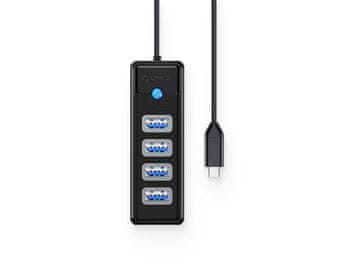 Orico USB-C hub s 4 ulaza, USB 3.0, 0.15m, crni, ORICO PW4U-C3-015