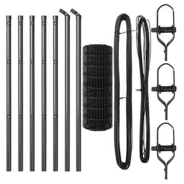 Vidaxl Ograda s postovima Siva 0,4 x 50 m Čelik i PVC