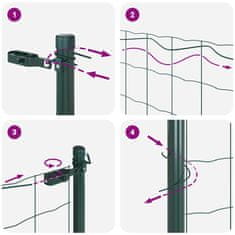 Vidaxl Stup za ogradu Zelena 10 x 1,6 m (12 x 12 mm mreža) Čelik i PVC