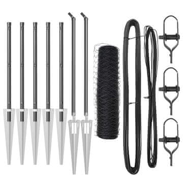 Vidaxl Stup za ogradu Siva 10 x 0,6 m (mreža od 50 mm) Čelik i PVC