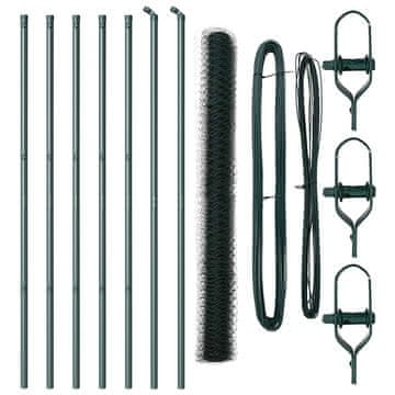 Vidaxl Stup za ogradu Zelena 10 x 1,6 m (mreža 50 mm) Čelik i PVC