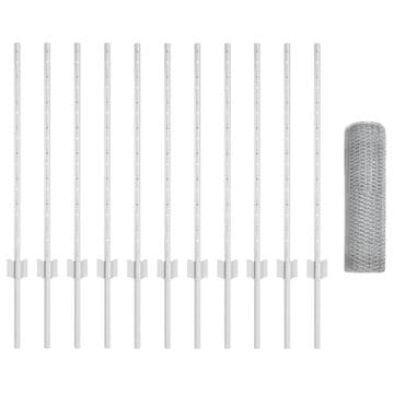 Vidaxl Ograda s postovima Srebrna