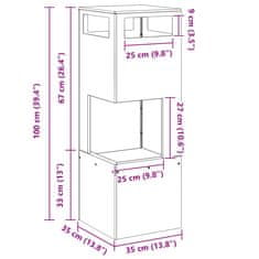 Vidaxl Kamin Crna 35 x 35 x 100 cm Čelik