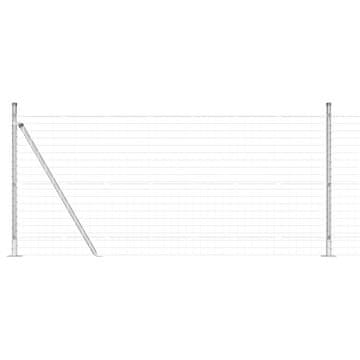 Vidaxl Ograda s postovima Srebrno 0,8 x 25 m Čelik
