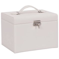 Vidaxl Kutija za nakit 4-slojna s ogledalom na zaključavanje bijela