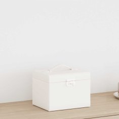 Vidaxl Kutija za nakit 4-slojna s ogledalom na zaključavanje bijela