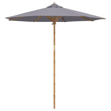 Vidaxl Vrtni suncobran Tamno siva Ø 270 x 260 cm bambus