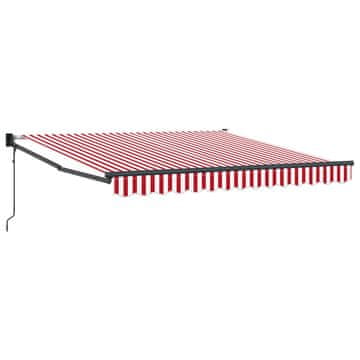 Vidaxl Skrovita tenda Crvena i bijela 350 x 250 cm