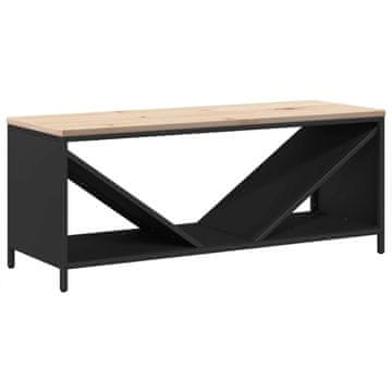 Vidaxl Stalak za drva za ogrjev s drvenim vrhom crni 100,5x35,5x40 cm
