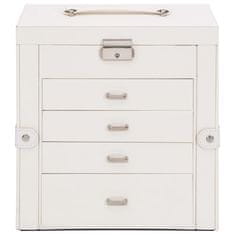 Vidaxl Kutija za nakit 5slojna s ogledalom koje može zaključati bijela