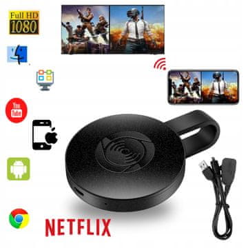 Bežični WIFI HDMI adapter za mirrorscreen, crni