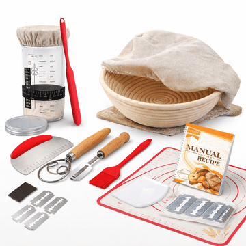 HOME & MARKER® Set za kiselo tijesto i pečenje kruha, košara 23 cm + starter 650 ml | DOUGHMASTER