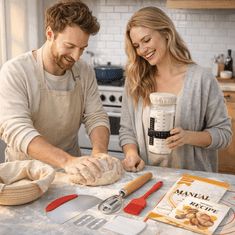 HOME & MARKER® Set za kiselo tijesto i pečenje kruha, košara 23 cm + starter 650 ml | DOUGHMASTER