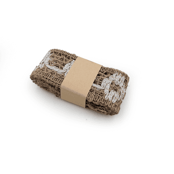 Jutova floristička vrpca prirodna - pletenica od cvijeća - rola 4 cm × 2 m