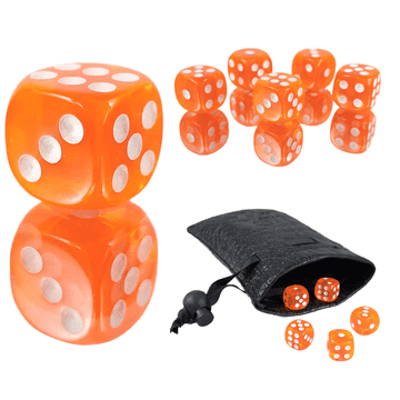 D6 1,6 cm RPG narančaste prozirne šesterostrane kocke