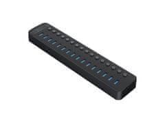 Orico 16-portni USB hub, USB 3.0, s prekidačima, vanjsko napajanje, crni, CT2U3-16AB
