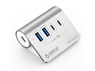 Orico USB-C hub s 4 priključka, 2x USB-A, 2x USB-C, USB 3.2 Gen2, 10 Gbps, ALU, ORICO M3CU2-G2