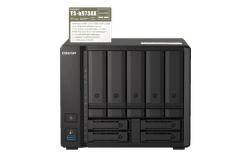 Qnap NAS poslužitelj s 9 utora za diskove, 8 GB RAM-a, 1x 10 Gb i 2x 2,5 Gb mrežna priključka