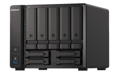 Qnap NAS poslužitelj s 9 utora za diskove, 8 GB RAM-a, 1x 10 Gb i 2x 2,5 Gb mrežna priključka