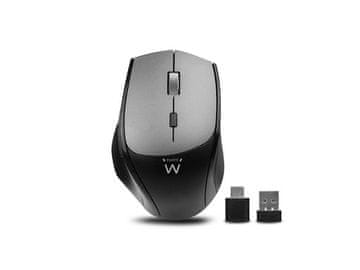 Ewent Dual-Connect bežični miš, tihi, USB-A, USB-C, 2400 dpi, crni