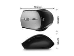 Ewent Dual-Connect bežični miš, tihi, USB-A, USB-C, 2400 dpi, crni