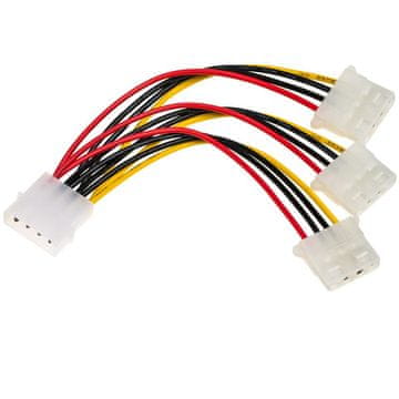 Akyga ADAPTER s Molex (m) / 3x Molex (f) kabelom, 15 cm, AK-CA-40