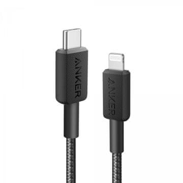 Anker 322 pleteni USB-C na Lightning kabel, 0,9 m, crni