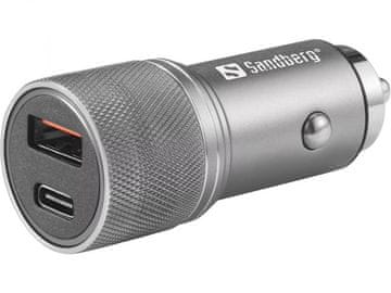 Sandberg punjač za automobil s 1xQC3.0 i 1xUSB-C, 48W