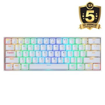Redragon DRACONIC K530RGB PRO bijela mehanička tipkovnica s Bluetoothom i žičanom vezom, crveni prekidači