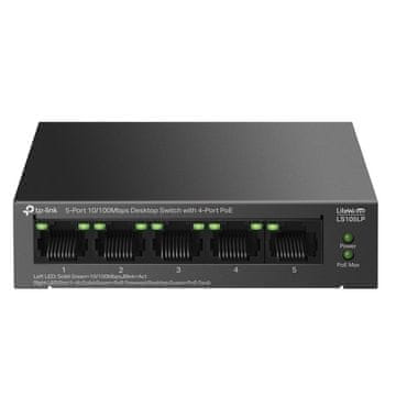 TP-Link LiteWave LS105LP 5-portni 10/100Mbps (4x PoE) RJ45 mrežni preklopnik switch